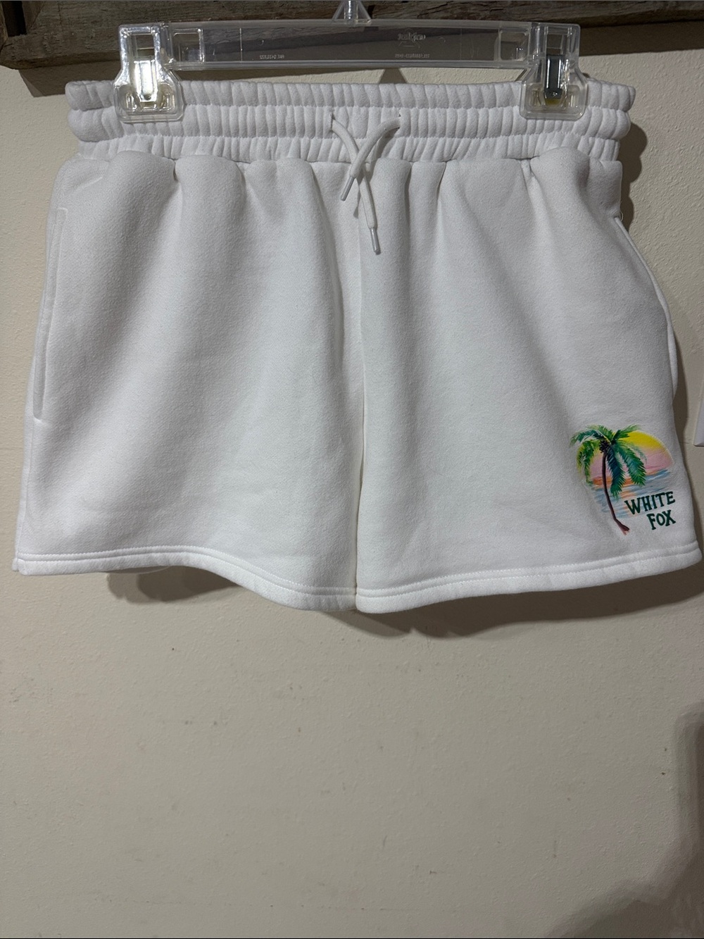 White Fox Boutique White Tropical Sunset Palm Tree Lounge Drawstring Shorts